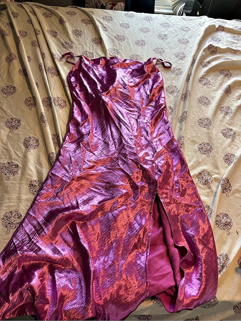 Sans Souci Metallic Mini Dress in Pink & Purple Size Medium